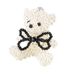 Set of 2 - Beaded Hat & Bear Design Key Chains (12cm) - Black & White