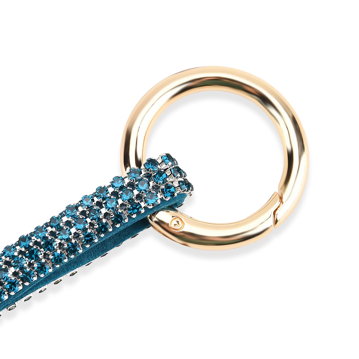 Designer Inspired - Set of 2  Sparkling Heart &amp; Lip Shaped Keychains- Charms in Yellow Gold Tone - Blue 8227617 5