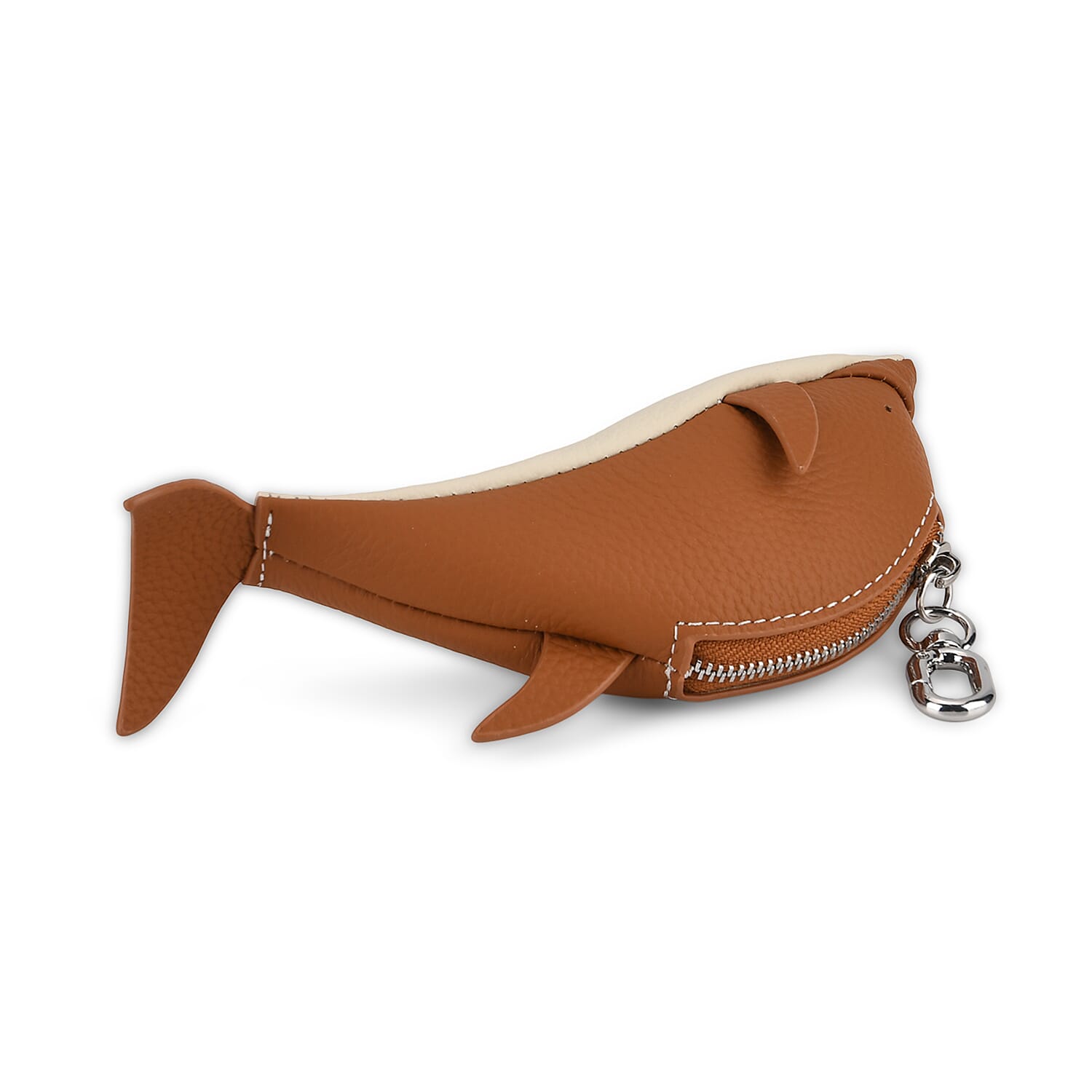 Genuine Leather Dolphin Bag Charm &amp; Coin Wallet (18cm) - Tan V32360334 4