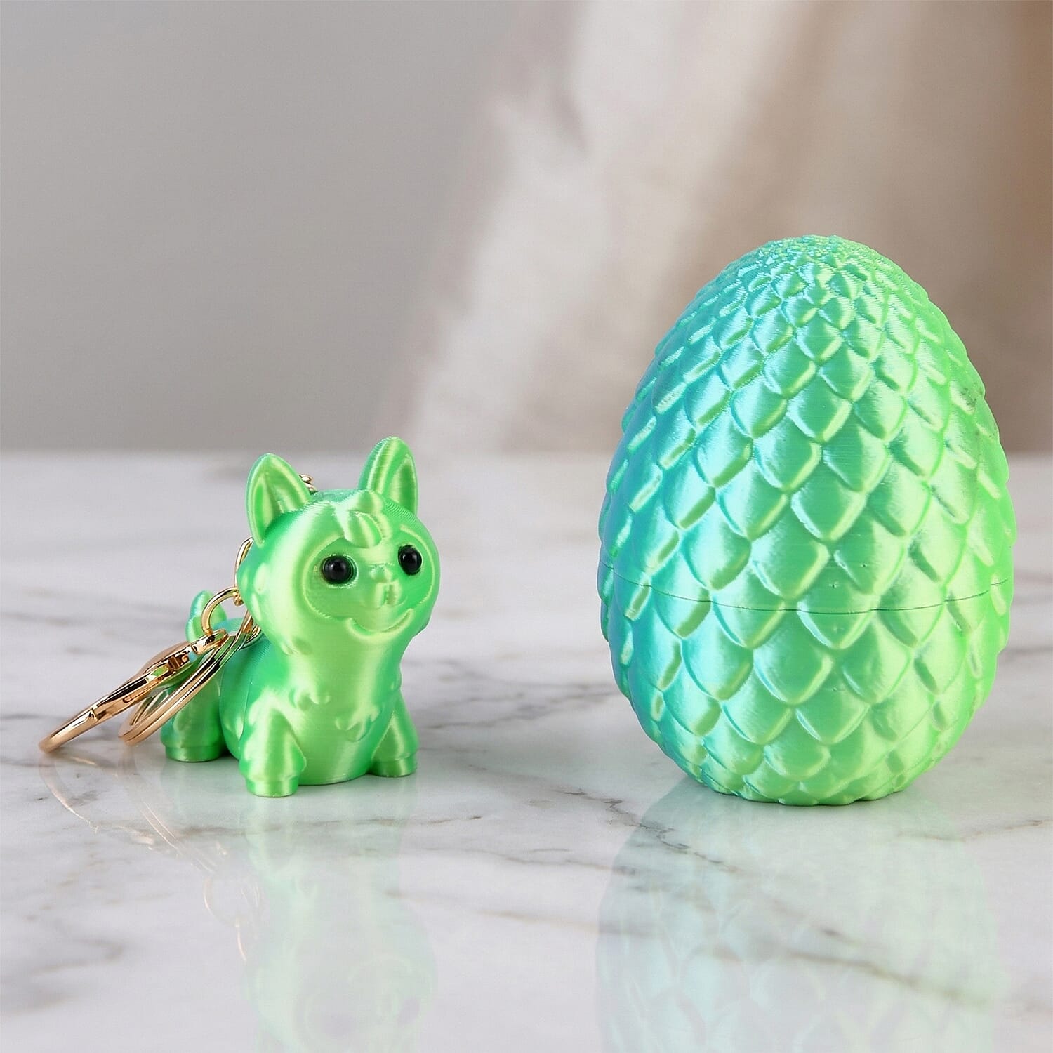 Livmore 3D Easter Egg with Dog Keychain (11cm) - Green V32514094 2