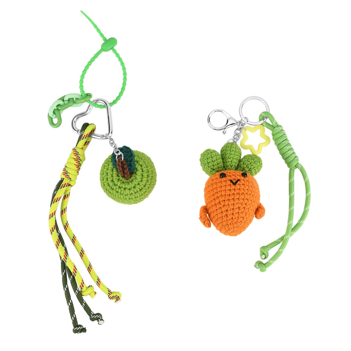 Set of 2 Crochet Fruit Charms Keychain - Green &amp; Orange V32516134 0