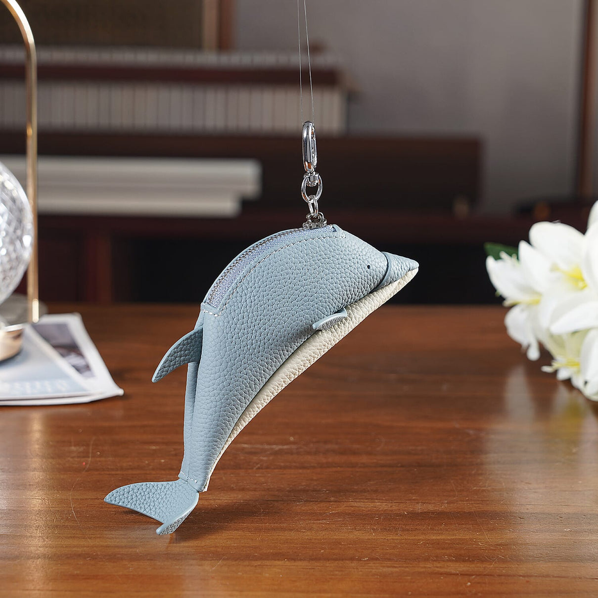 Genuine Leather Dolphin Bag Charm &amp; Coin Wallet (18cm) - Sky Blue V32512812 2