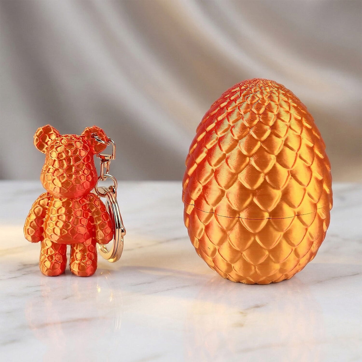 Livmore 3D Easter Egg with Bear Keychain (11cm) - Red &amp; Orange V32514800 2