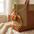 Set of 2 Crochet Fruit Charms Keychain - Orange & Red