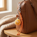 Set of 2 Crochet Fruit Charms Keychain - Orange & Red
