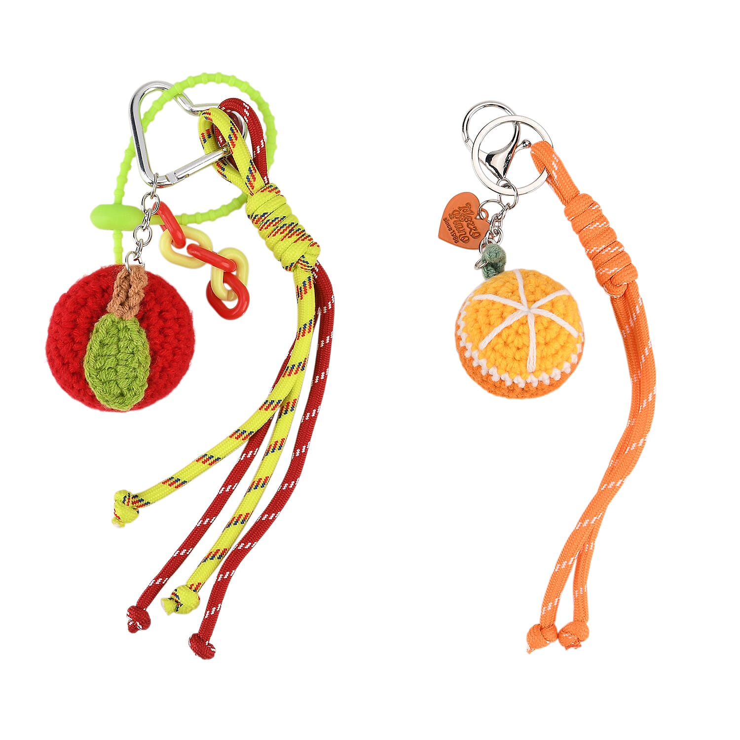 Set of 2 Crochet Fruit Charms Keychain - Orange &amp; Red V32363314 0