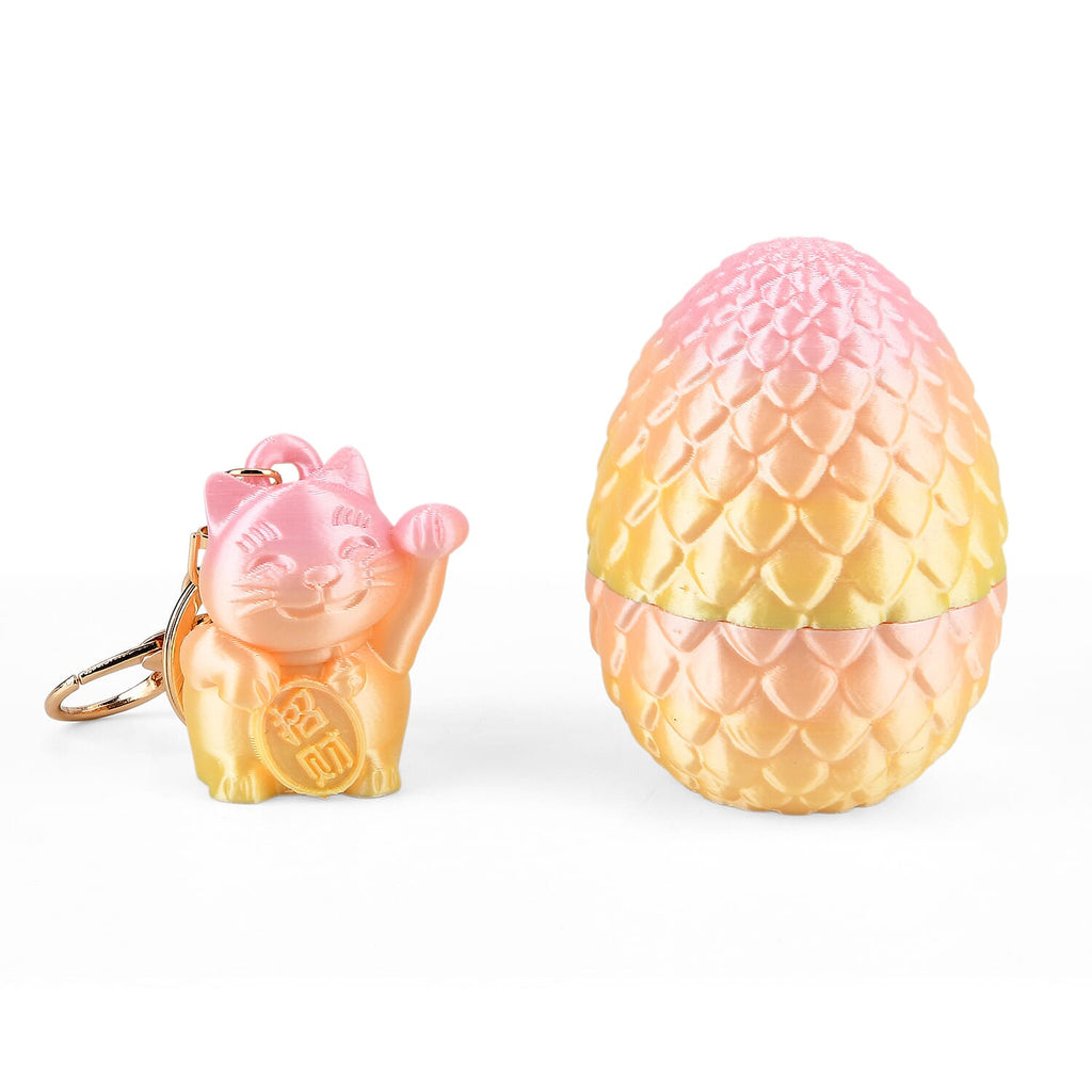 LIVMORE 3D Easter Egg with Chinese Cat Keychain (11cm) - Multicolour