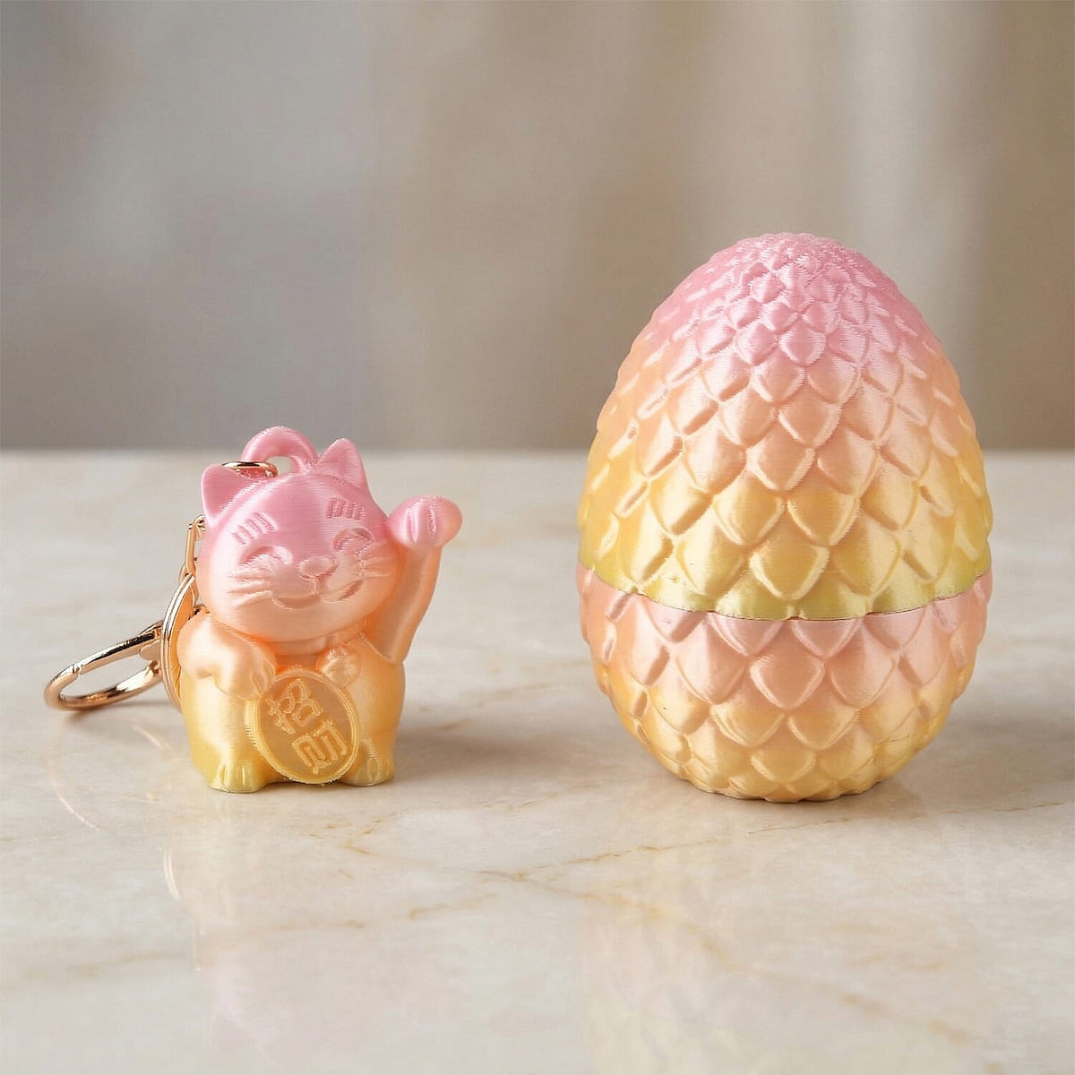 LIVMORE 3D Easter Egg with Chinese Cat Keychain (11cm) - Multicolour V32515863 2