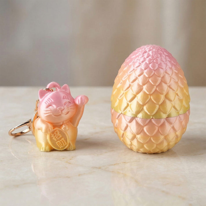LIVMORE 3D Easter Egg with Chinese Cat Keychain (11cm) - Multicolour 8377890 2