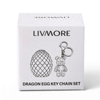 LIVMORE 3D Easter Egg with Chinese Cat Keychain (11cm) - Multicolour