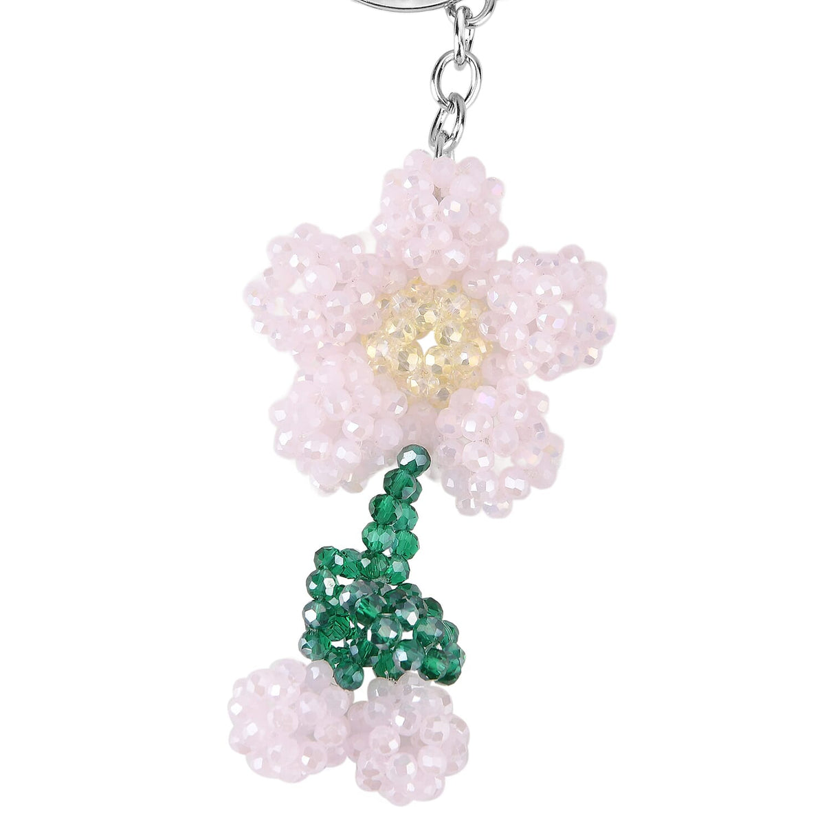 Set of 2 - Beaded Pink Flower &amp; Multicolour Cherry Design Key Chains (12cm) 8414462 4