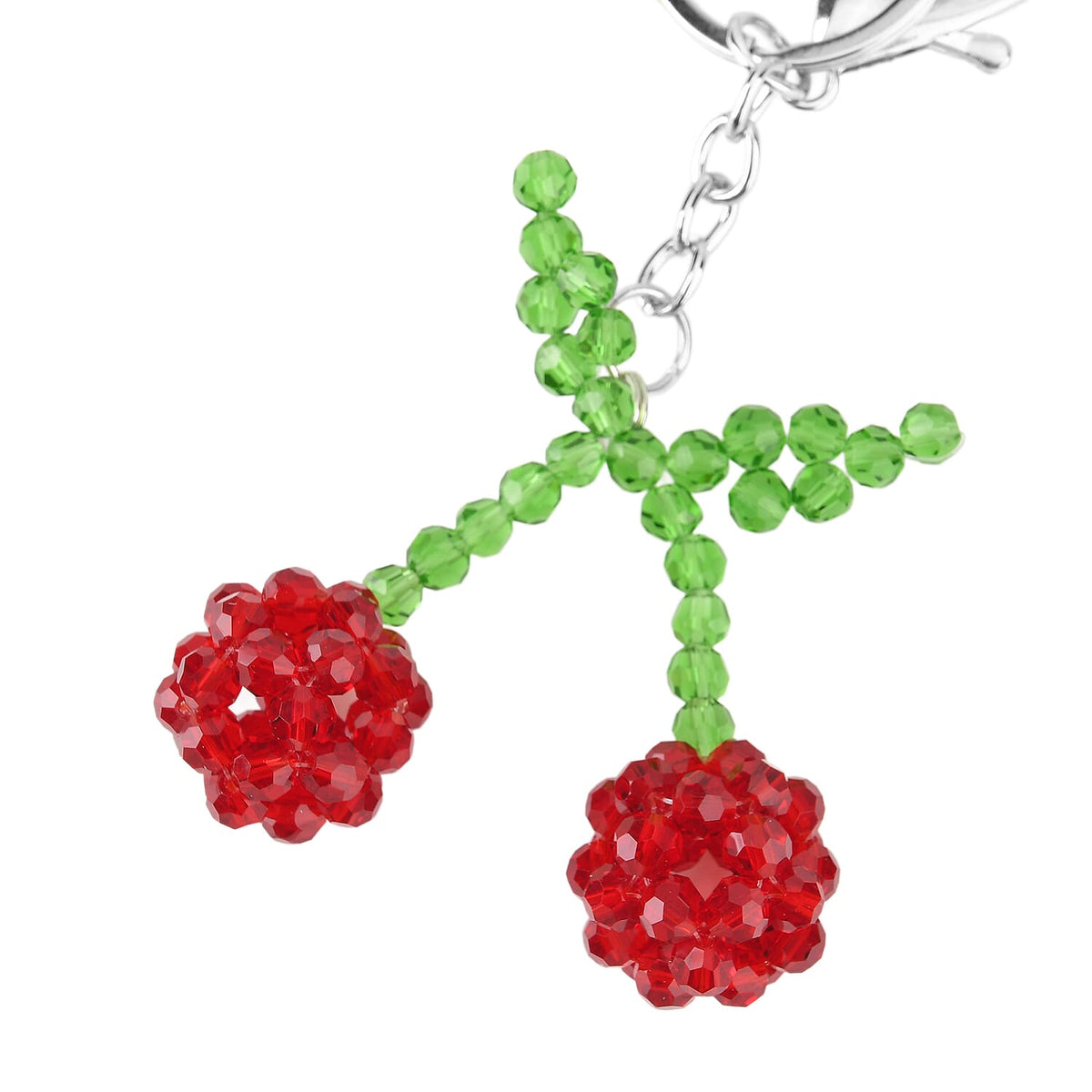 Set of 2 - Beaded Strawberry &amp; Cherry Design Key Chains (12cm) - Red V32516759 5