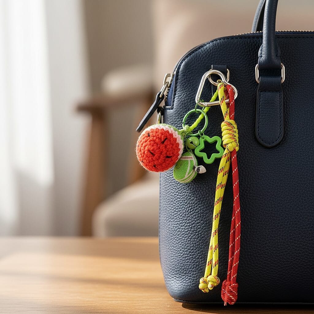 Set of 2 Crochet Fruit Charms Keychain - Red &amp; Green V32354088 4