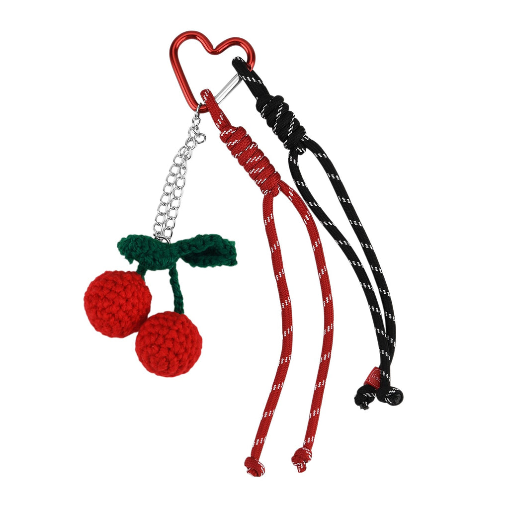 Set of 2 Crochet Fruit Charms Keychain - Orange & Red