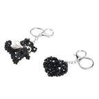 Set of 2 - Beaded Bear & Heart Design Key Chains (12cm) - White & Black