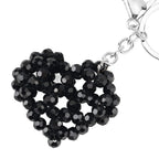Set of 2 - Beaded Bear & Heart Design Key Chains (12cm) - White & Black