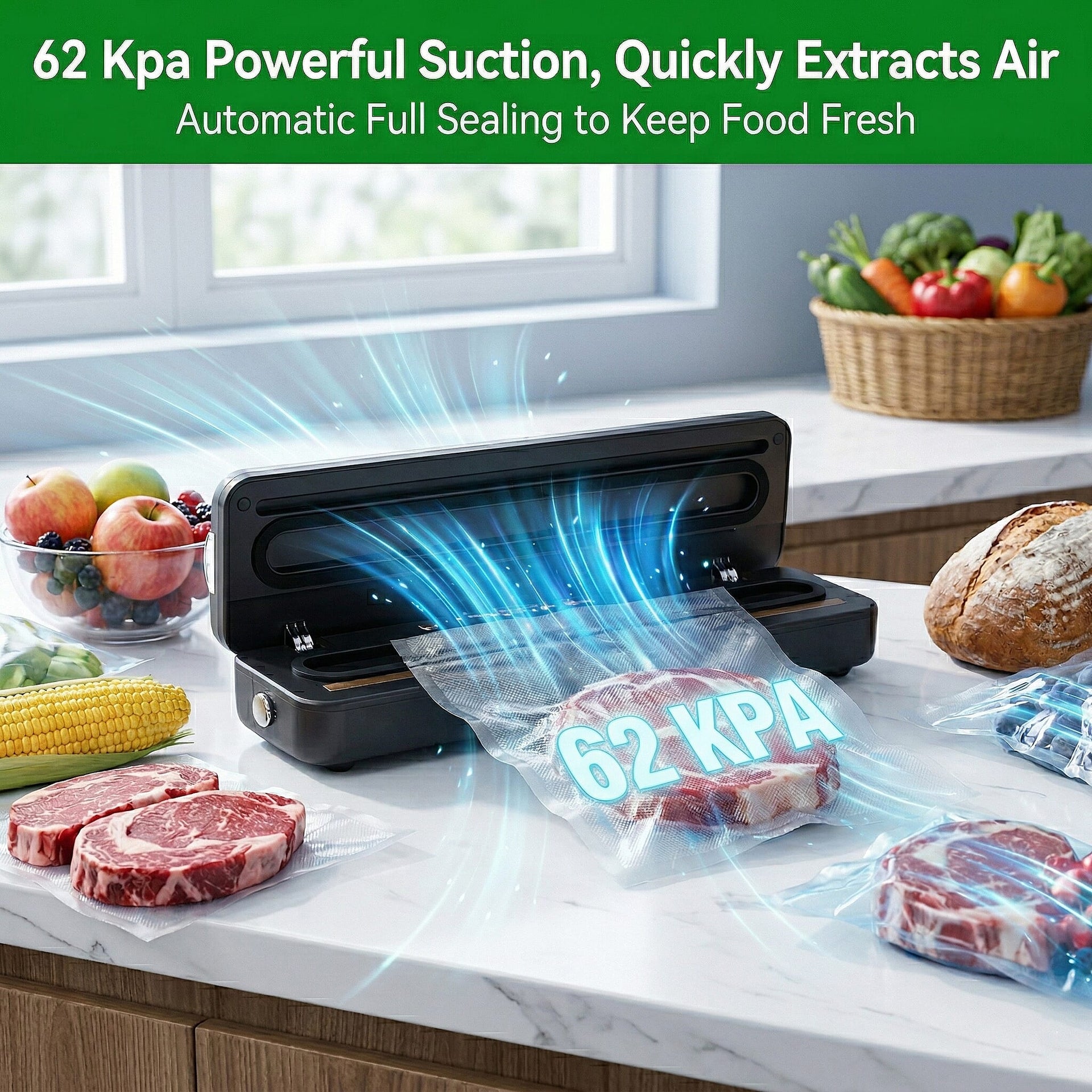 Rechargeable Vacuum Sealing Machine (1500 mAh) with 10 Bags - Black V32513926 3