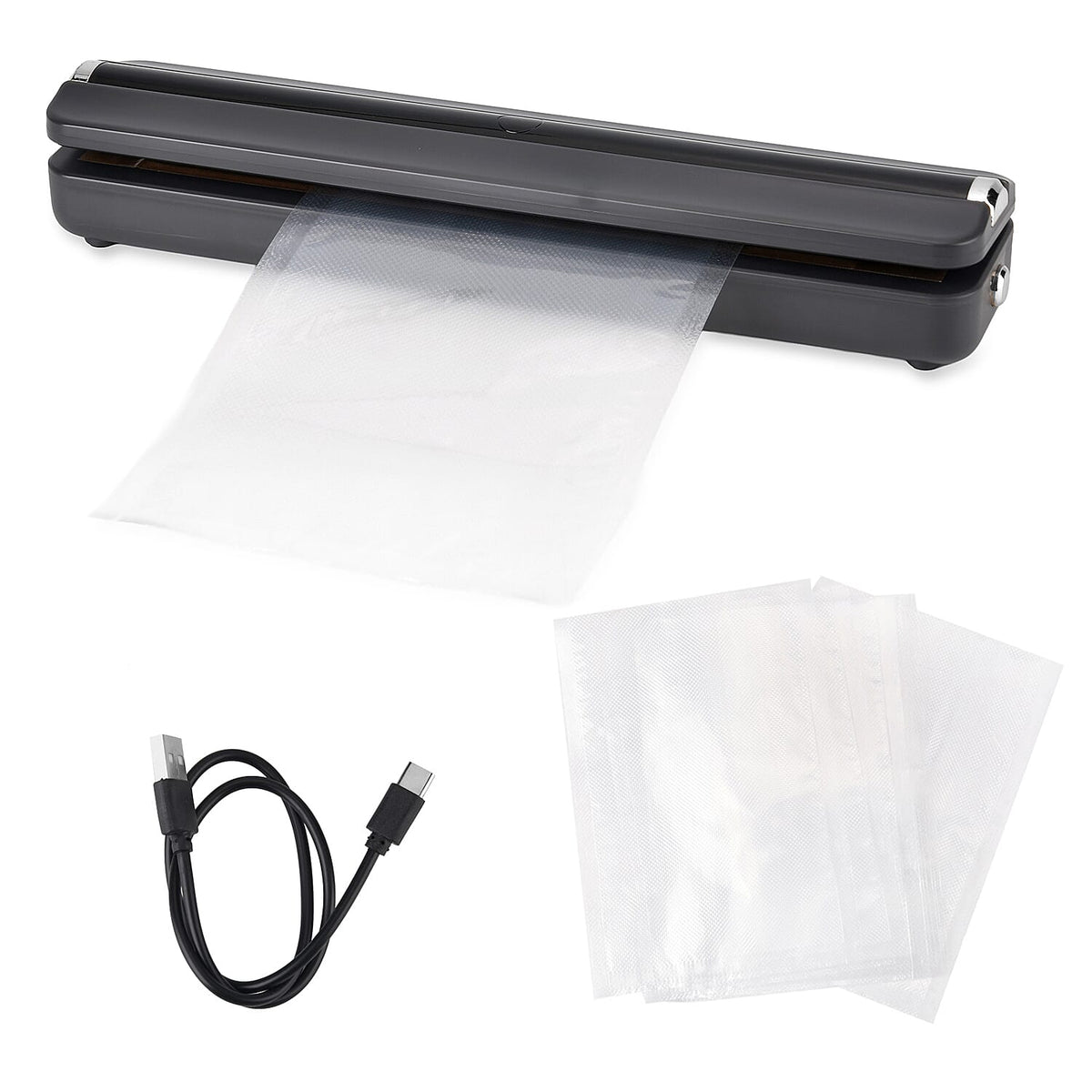 Rechargeable Vacuum Sealing Machine (1500 mAh) with 10 Bags - Black V32513926 8