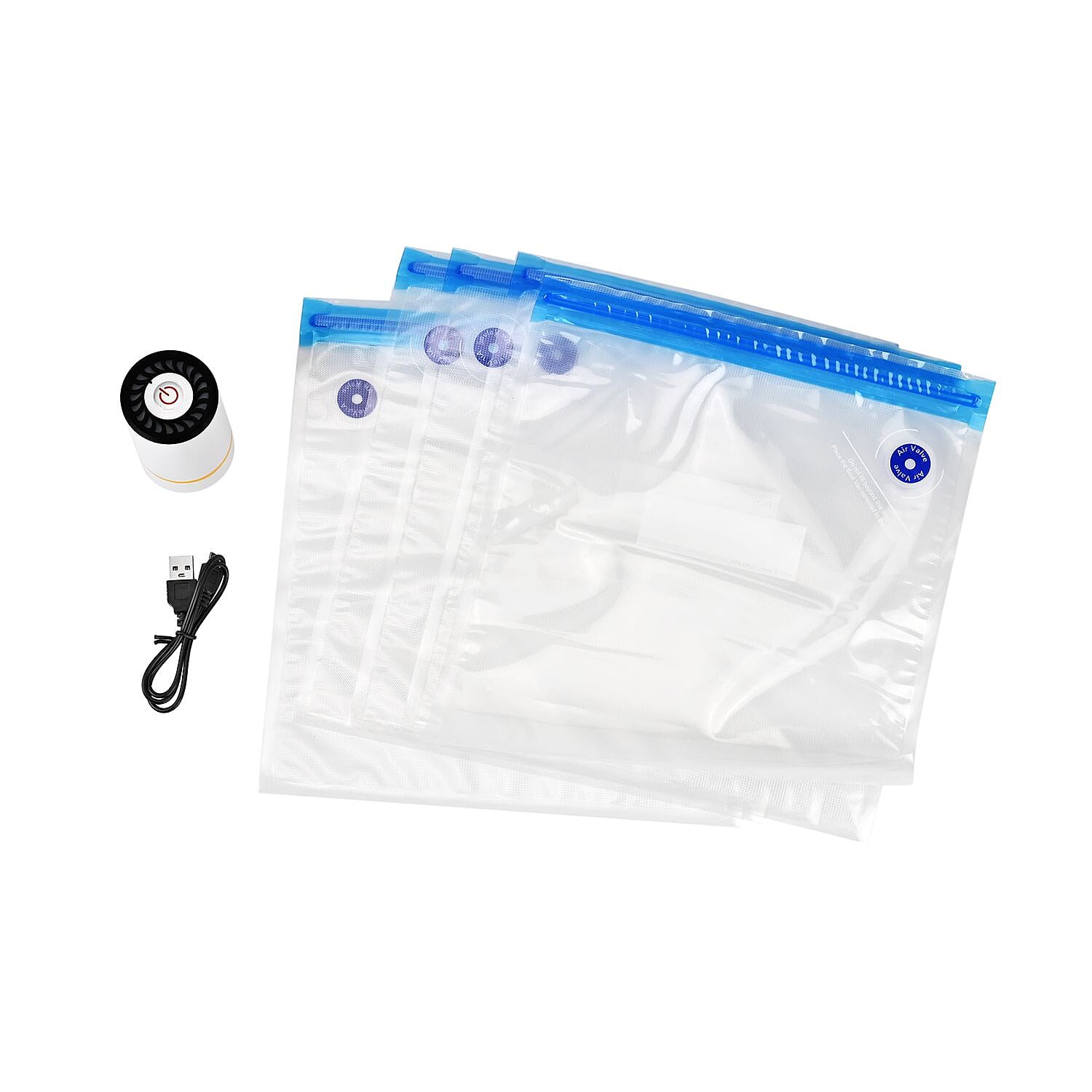 Handheld Vacuum Sealer with 5 Reusable Bags (Powered by 400 mAh Battery - USB Cable) 7648219 0