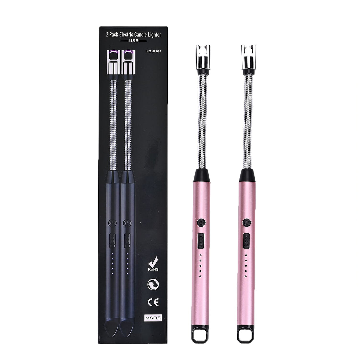 Set of 2 Rechargeable Electric Lighters - Pink 7802912 7