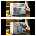 4 Piece Set - Lightweight Hanging Cabinet Garbage Bin with Chopping Board - Grey