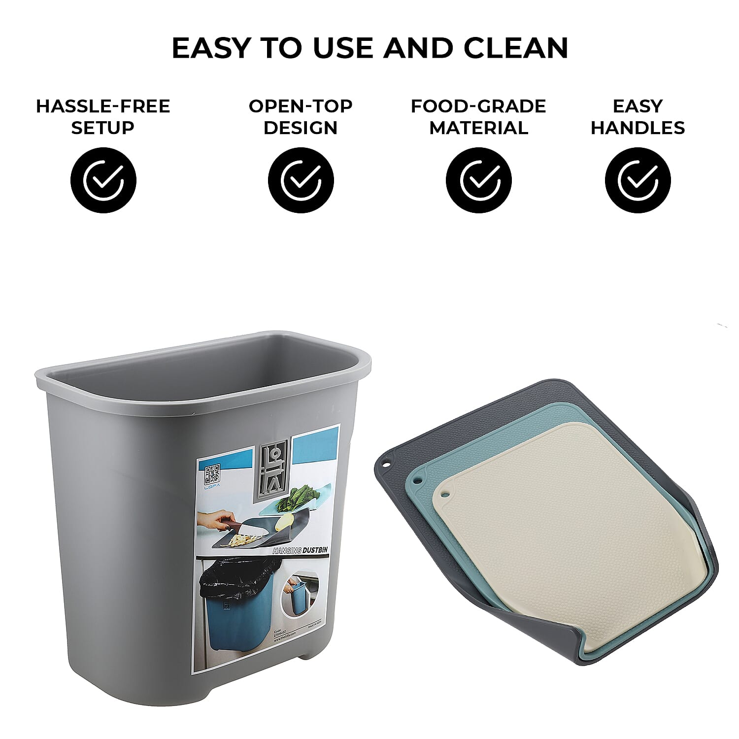Set of 4 Cabinet Garbage Bins and Chopping Boards 7762462 7