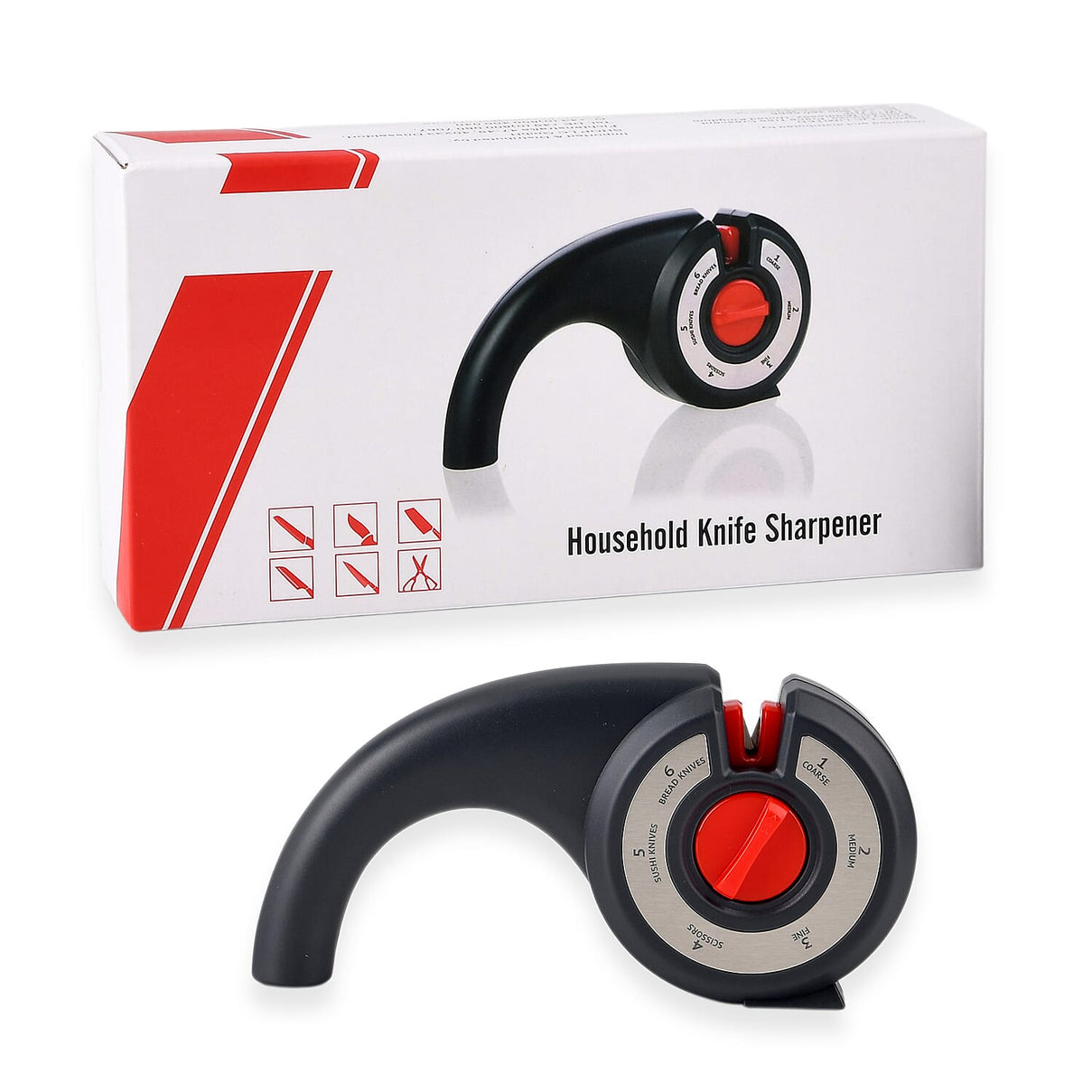 6-in-1 Multifunction Manual Knife Sharpener (185 x 44 x 93 mm) - Black 8418518 12