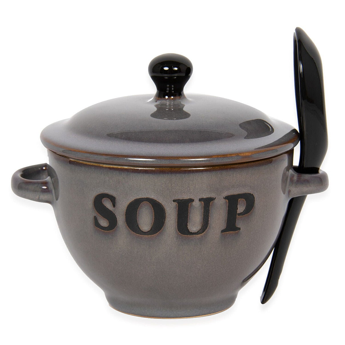 Lesser &amp; Pavey Soup Bowl with Spoon and Lid - Grey 7347635 0