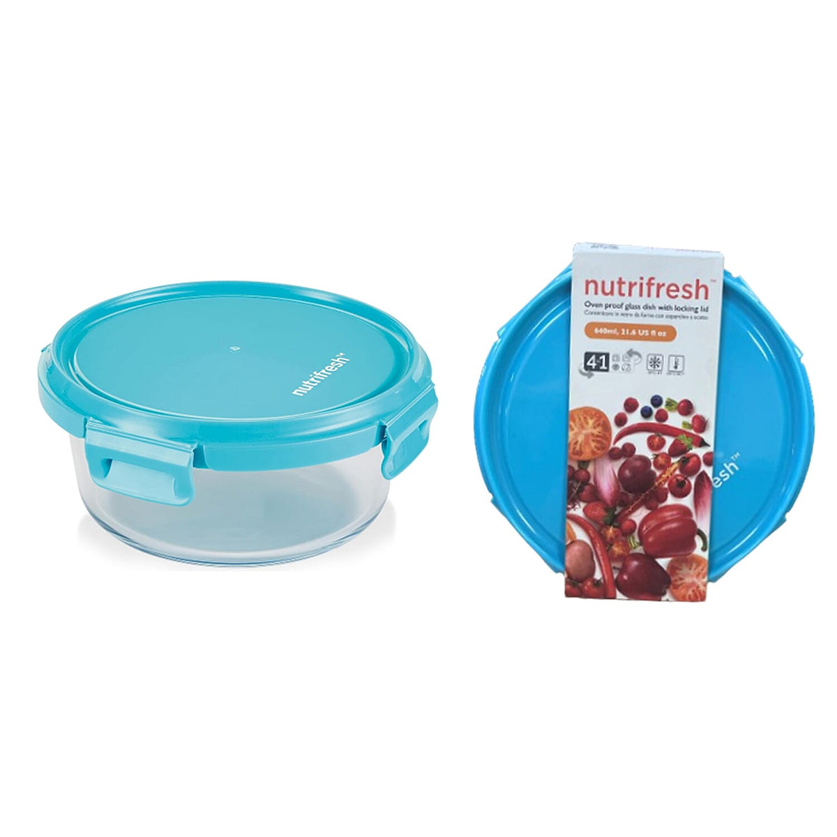 Set of 2 Nutrifresh Food Storage Container with Lid (Capacity 640ml) 7712757 0