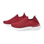 Knit Vented Slip On Trainers with Crystal Decorative Outer Shell (Size 3) - Red