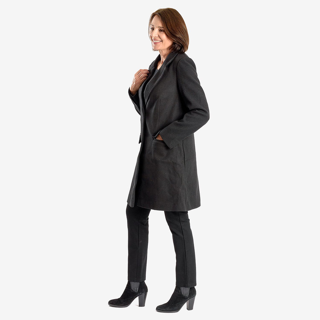 Midlength Knitted Stylish Coat (Size 12) - Black