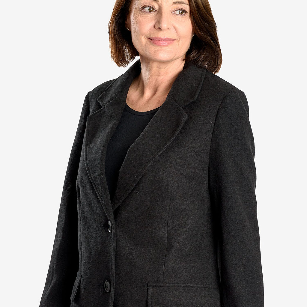 Midlength Knitted Stylish Coat (Size 12) - Black