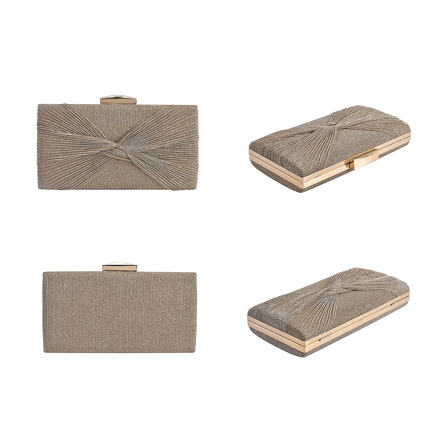 Knot Pattern Clutch Bag with Shoulder Metal Chain - Gold 7163926 4