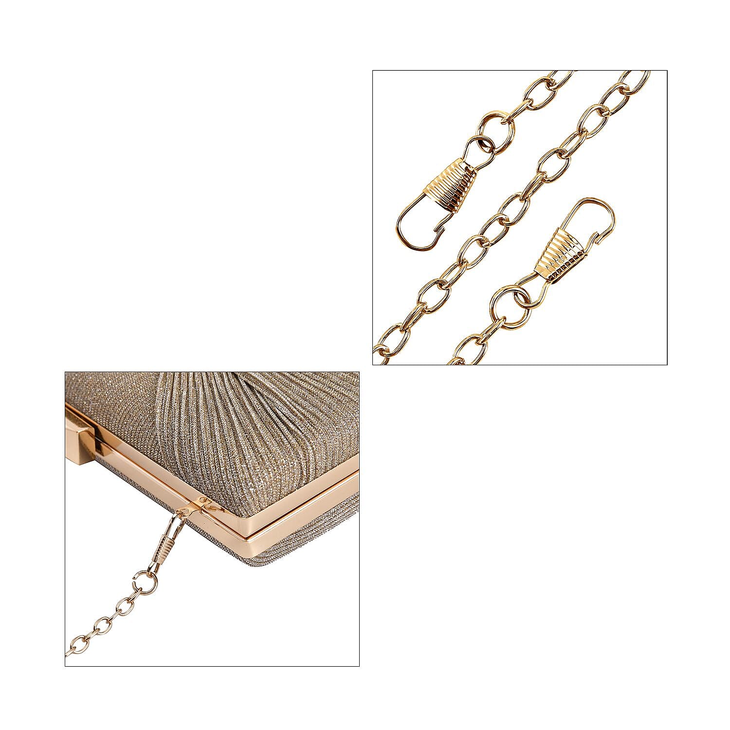 Knot Pattern Clutch Bag with Shoulder Metal Chain - Gold 7163926 6