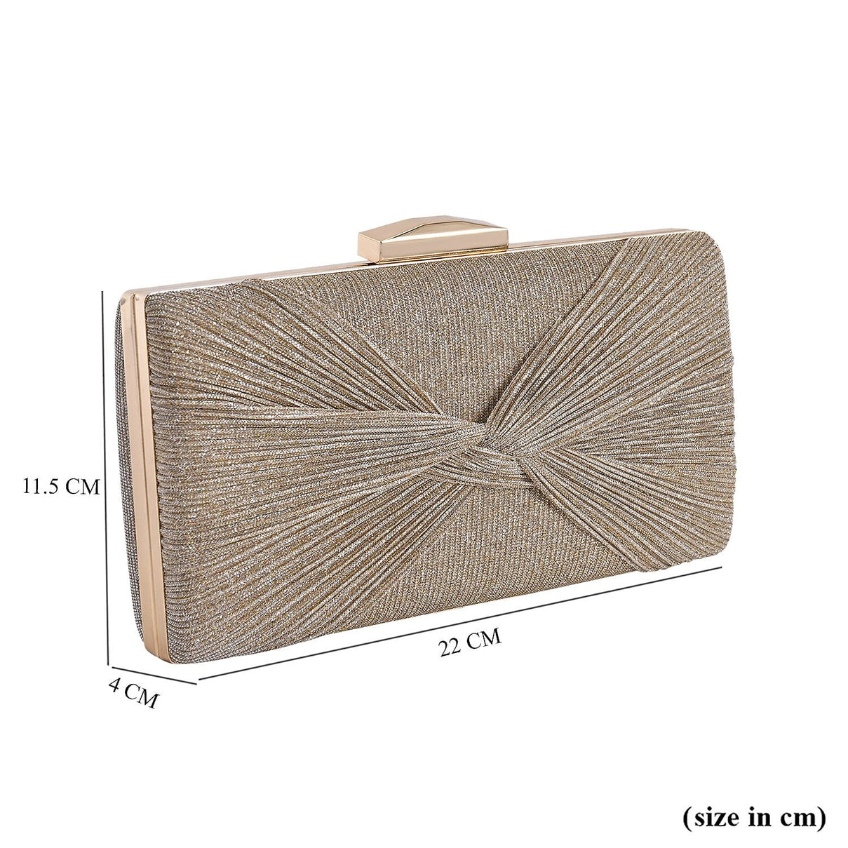 Knot Pattern Clutch Bag with Shoulder Metal Chain - Gold 7163926 7