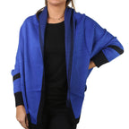 Kris Ana Coloured Border Cardigan One Size - Cobalt-Black