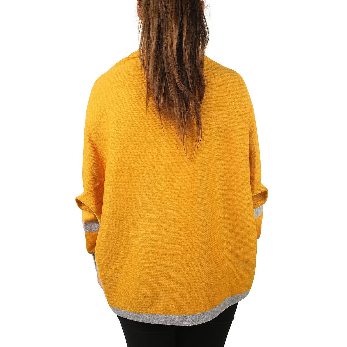 Kris Ana Longline Border Women's Cardigan - Mustard and Grey 6900585 9