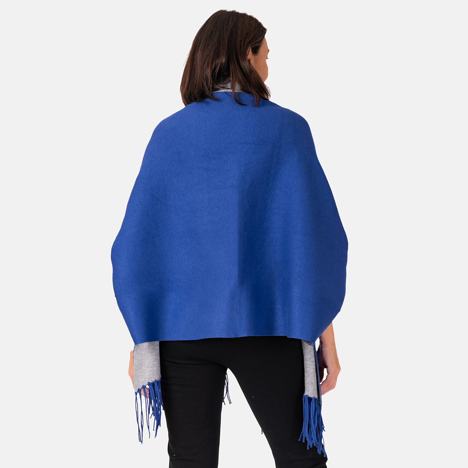 Kris Ana Wrap with Tassels - Cobalt Blue &amp; Grey 6900464 5