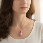 D'Joy Natural Kunzite & Orissa Rose Garnet Solitaire Pendant with Chain (Size 20) in Rose Gold Plated Sterling Silver 15.67 Ct.