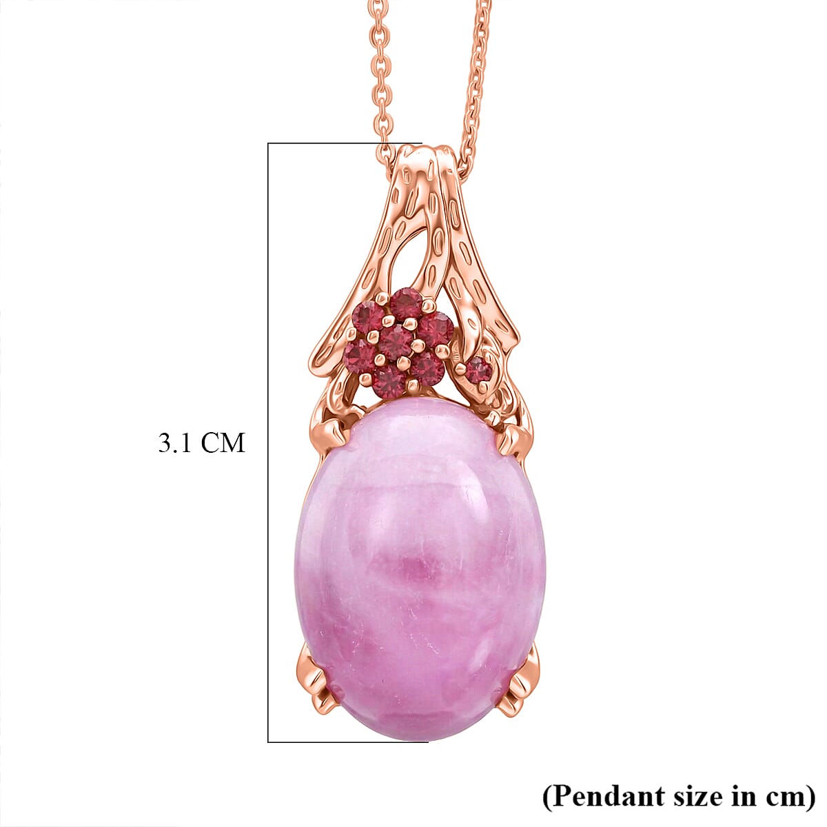 D'Joy Natural Kunzite &amp; Orissa Rose Garnet Solitaire Drop Pendant with Chain (Size 20) in Rose Gold Plated Sterling Silver 15.67 Ct. 4453998 7