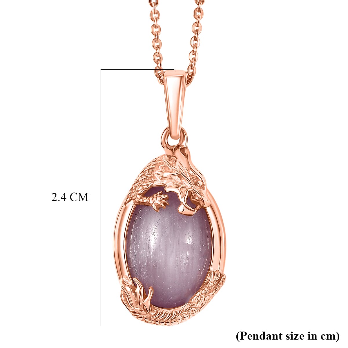 D'Joy Natural Kunzite Oval Cut Solitaire Drop Pendant with Chain (Size 20) in Rose Gold Plated Sterling Silver 6.67 Ct. V32514018 7