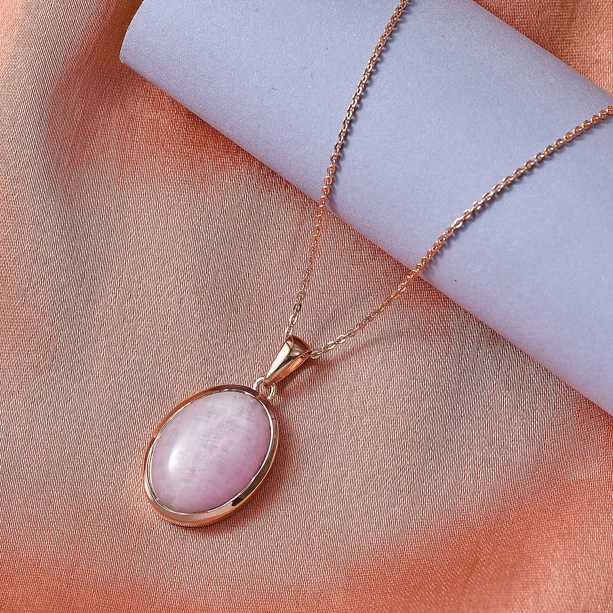 D'Joy Natural Kunzite Oval Cut Solitaire Drop Pendant with Chain (Size 20) in Rose Gold Plated Sterling Silver 15.38 Ct 4453849 3
