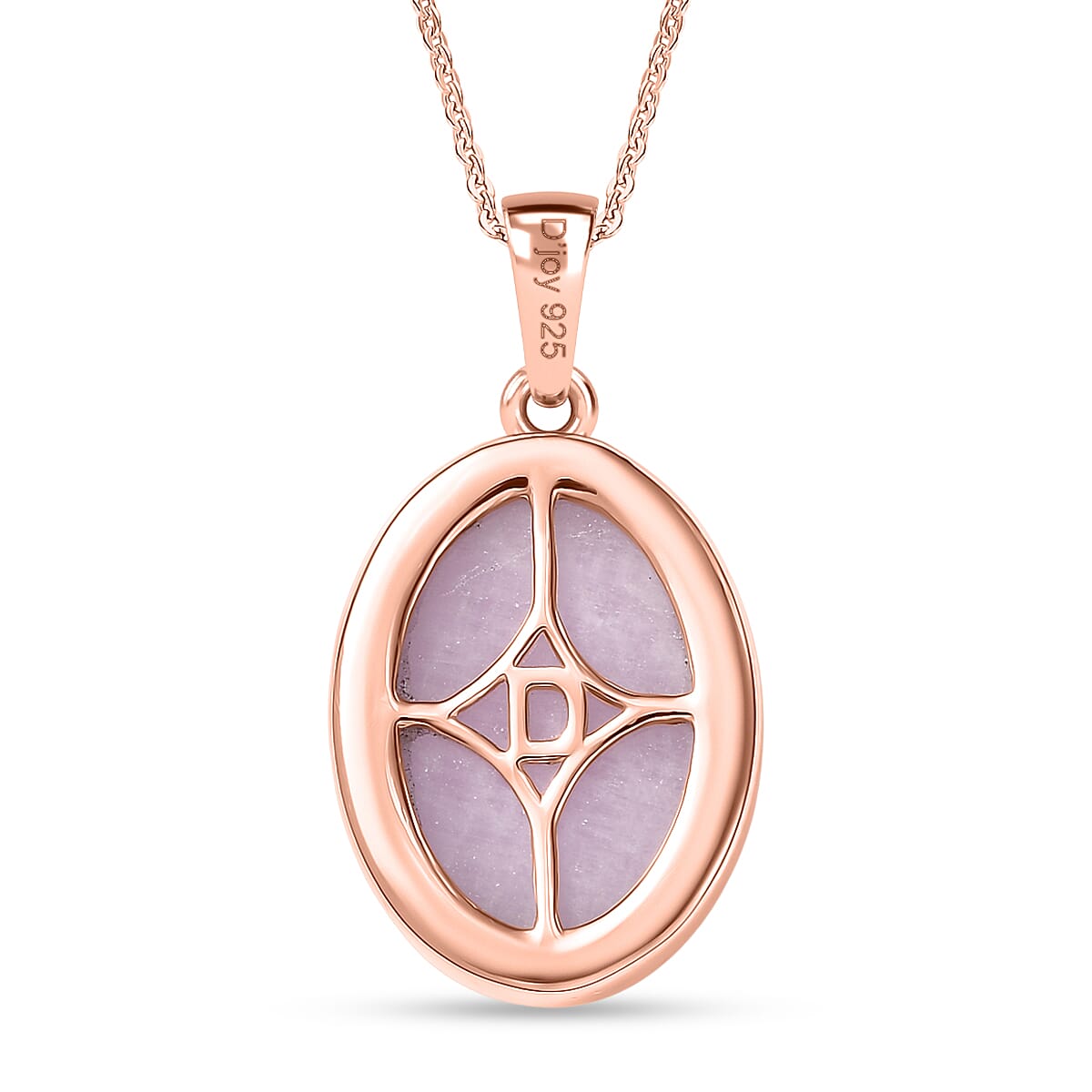 D'Joy Natural Kunzite Oval Cut Solitaire Drop Pendant with Chain (Size 20) in Rose Gold Plated Sterling Silver 15.38 Ct 4453849 5