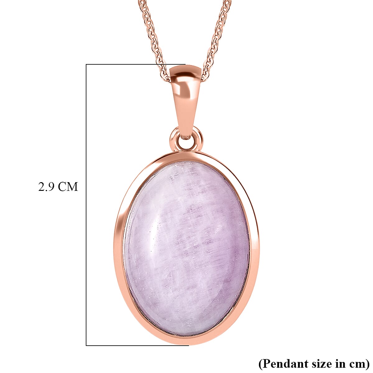 D'Joy Natural Kunzite Oval Cut Solitaire Drop Pendant with Chain (Size 20) in Rose Gold Plated Sterling Silver 15.38 Ct 4453849 7