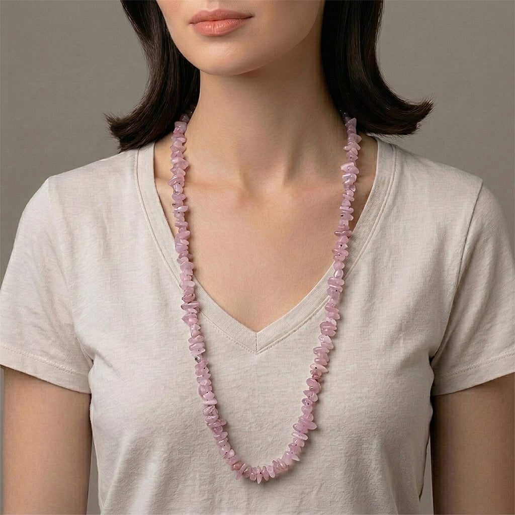 Kunzite Chips Necklace (Size - 32) 353.00 Ct.