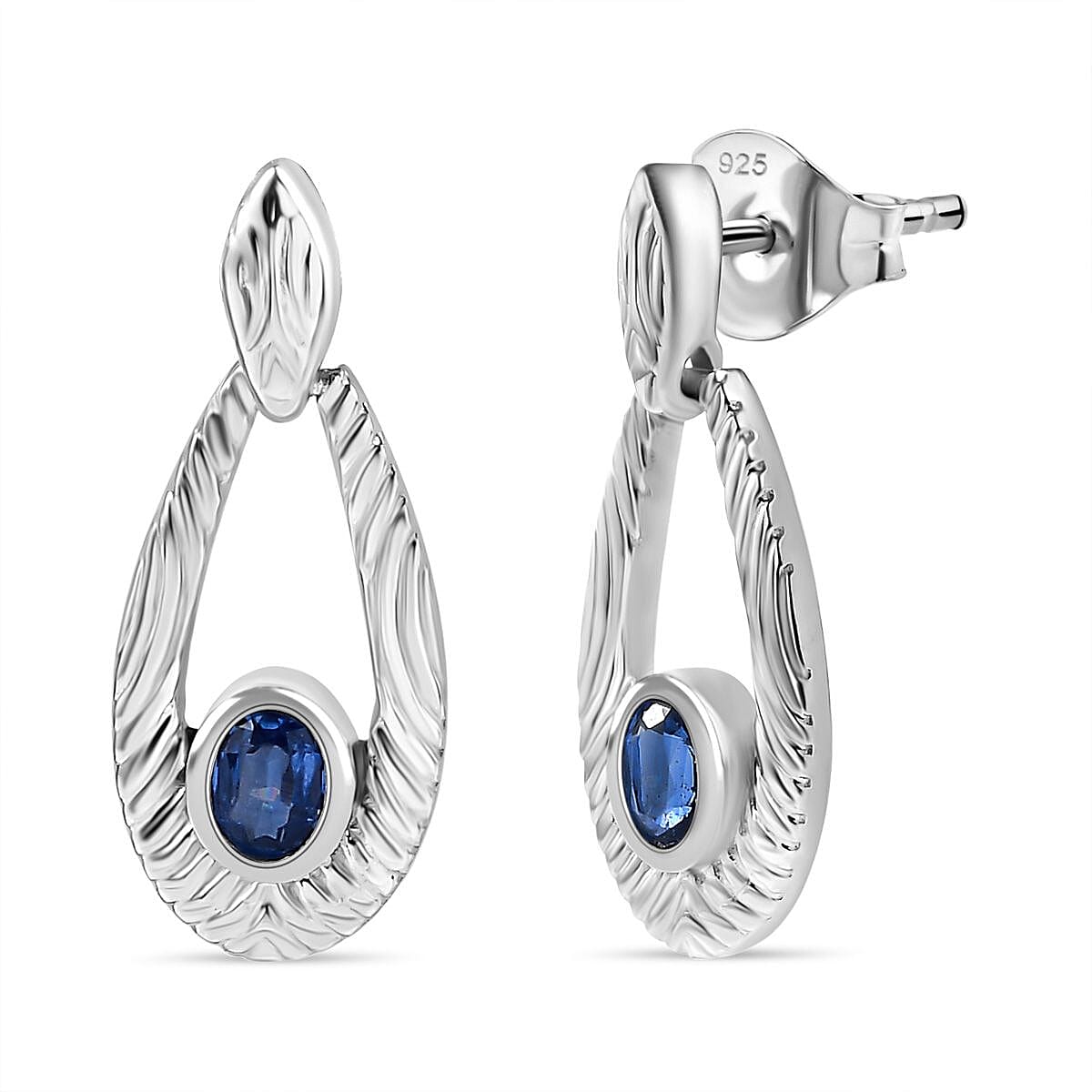 Natural Himalayan Kyanite Dangle Solitaire Earrings in Platinum Overlay Sterling Silver 7712297 0