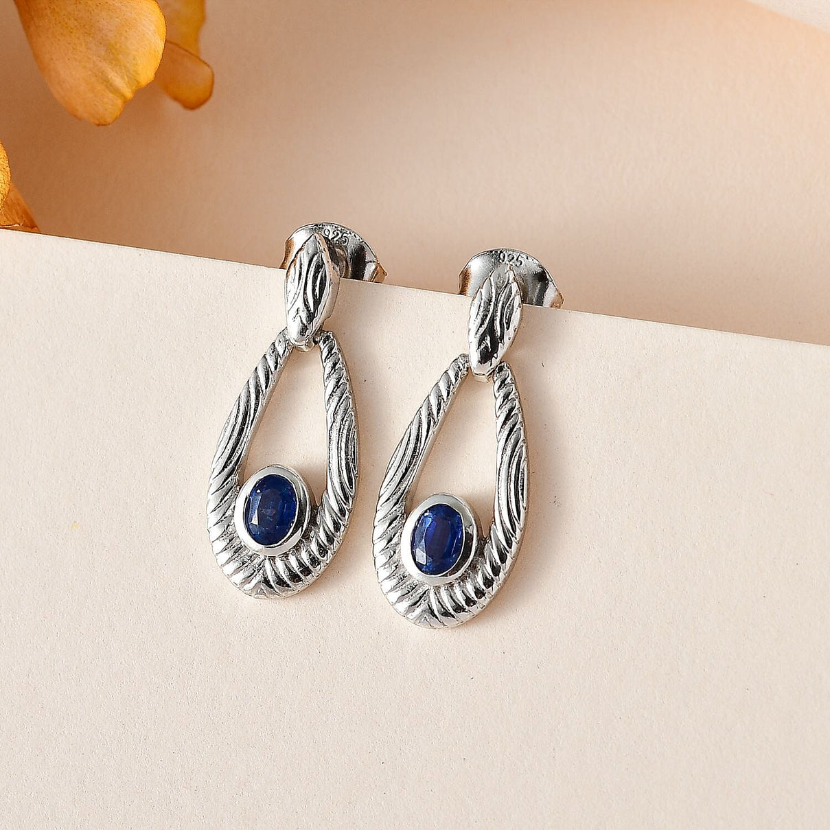 Natural Himalayan Kyanite Dangle Solitaire Earrings in Platinum Overlay Sterling Silver 7712297 1