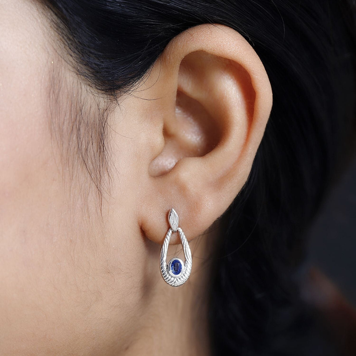 Natural Himalayan Kyanite Dangle Solitaire Earrings in Platinum Overlay Sterling Silver 7712297 2