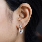 Natural Himalayan Kyanite Dangle Solitaire Earrings in Platinum Overlay Sterling Silver