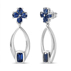 Kyanite Floral Dangle Earrings in Platinum Overlay Sterling Silver 3.17 Ct.